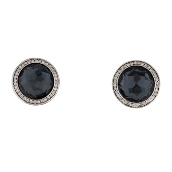 IPPOLITA DIAMOND & QUARTZ & HEMATINE STERLING SILVER LOLLIPOP STUD EARRINGS - Picture 1 of 7